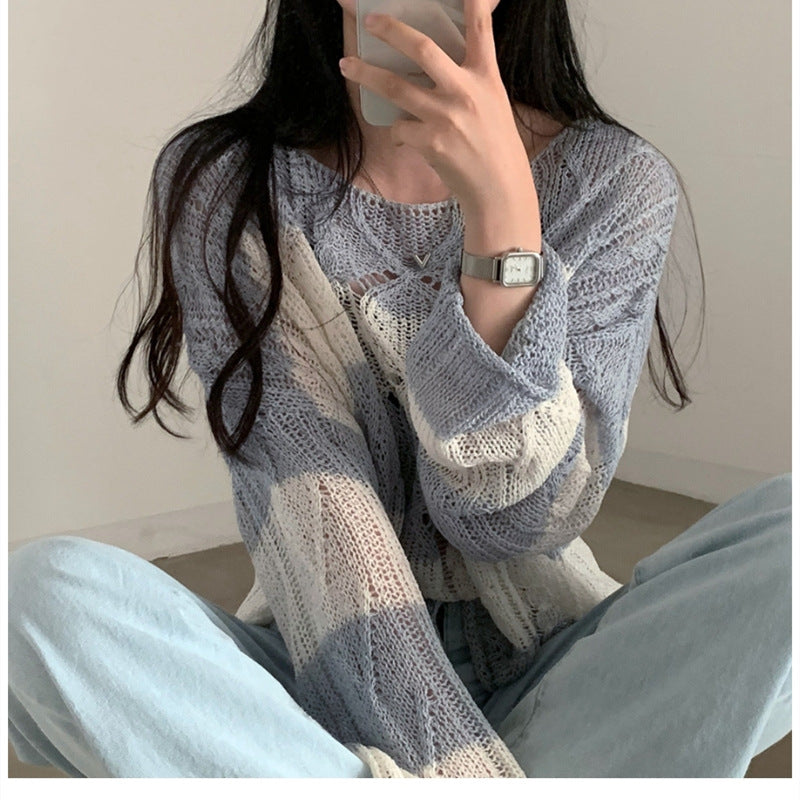 Women’s Striped Summer Sun-Proof Knit Cardigan
