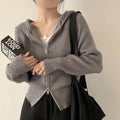 Women's Hooded Knit Cardigan - Autumn & Winter Lazy Style Oversized Sweater Jacket with Hood
