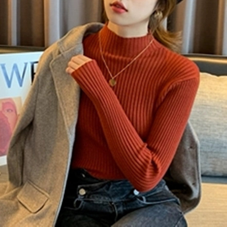 Women's Thickened Slim-Fit Knitted Sweater - Long-Sleeved Thermal Inner Layer Top