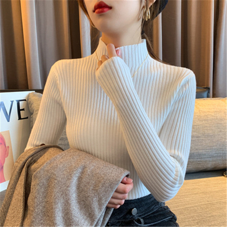 Women's Thickened Slim-Fit Knitted Sweater - Long-Sleeved Thermal Inner Layer Top