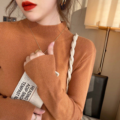 Women's Half Turtleneck Knitted Sweater - Autumn/Winter Slim Fit Bottoming Shirt