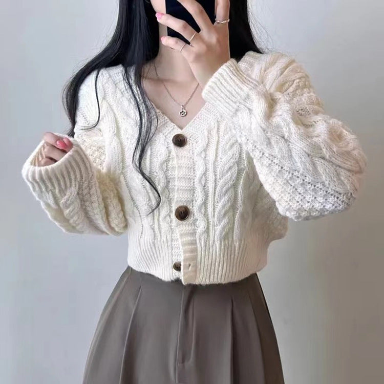 Women  Slim Fit  Knit V-Neck Cardigan