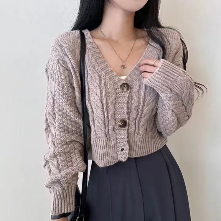 Women  Slim Fit  Knit V-Neck Cardigan