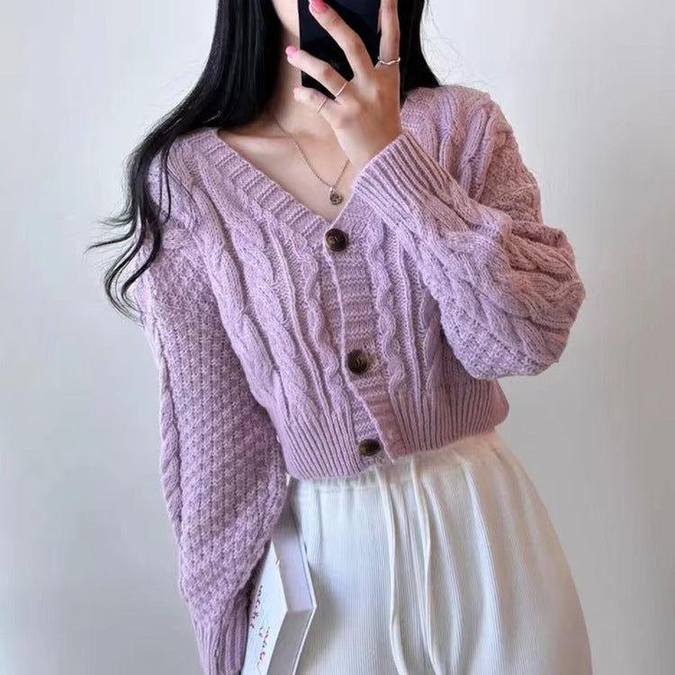 Women  Slim Fit  Knit V-Neck Cardigan