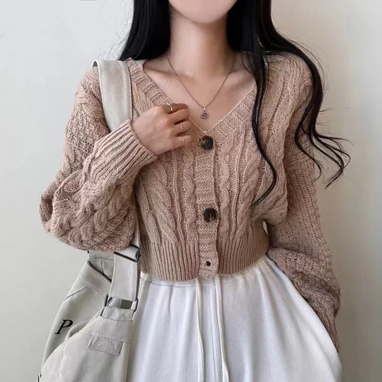 Women  Slim Fit  Knit V-Neck Cardigan