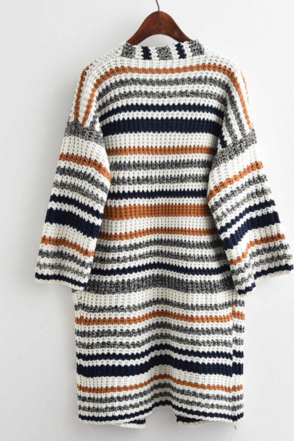 Women Multi Colored Stripes V-Neck Front Open Warm Cardigan