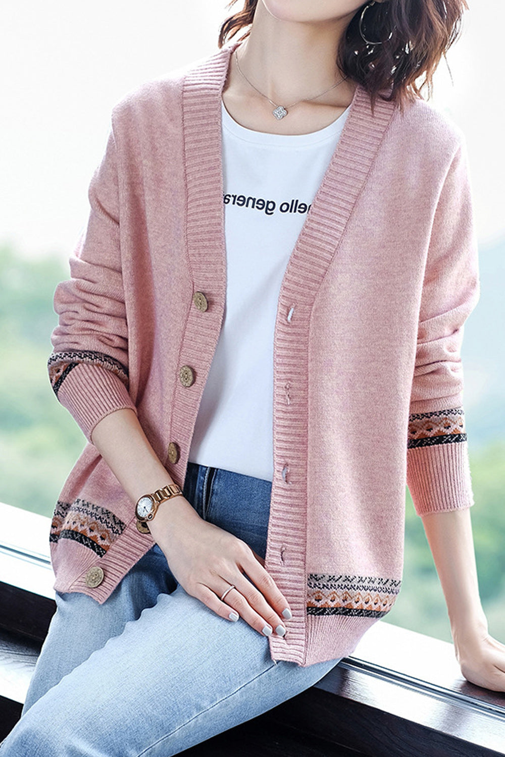 Women Long Sleeve Elegant Solid Pattern Thick Winter Cardigan