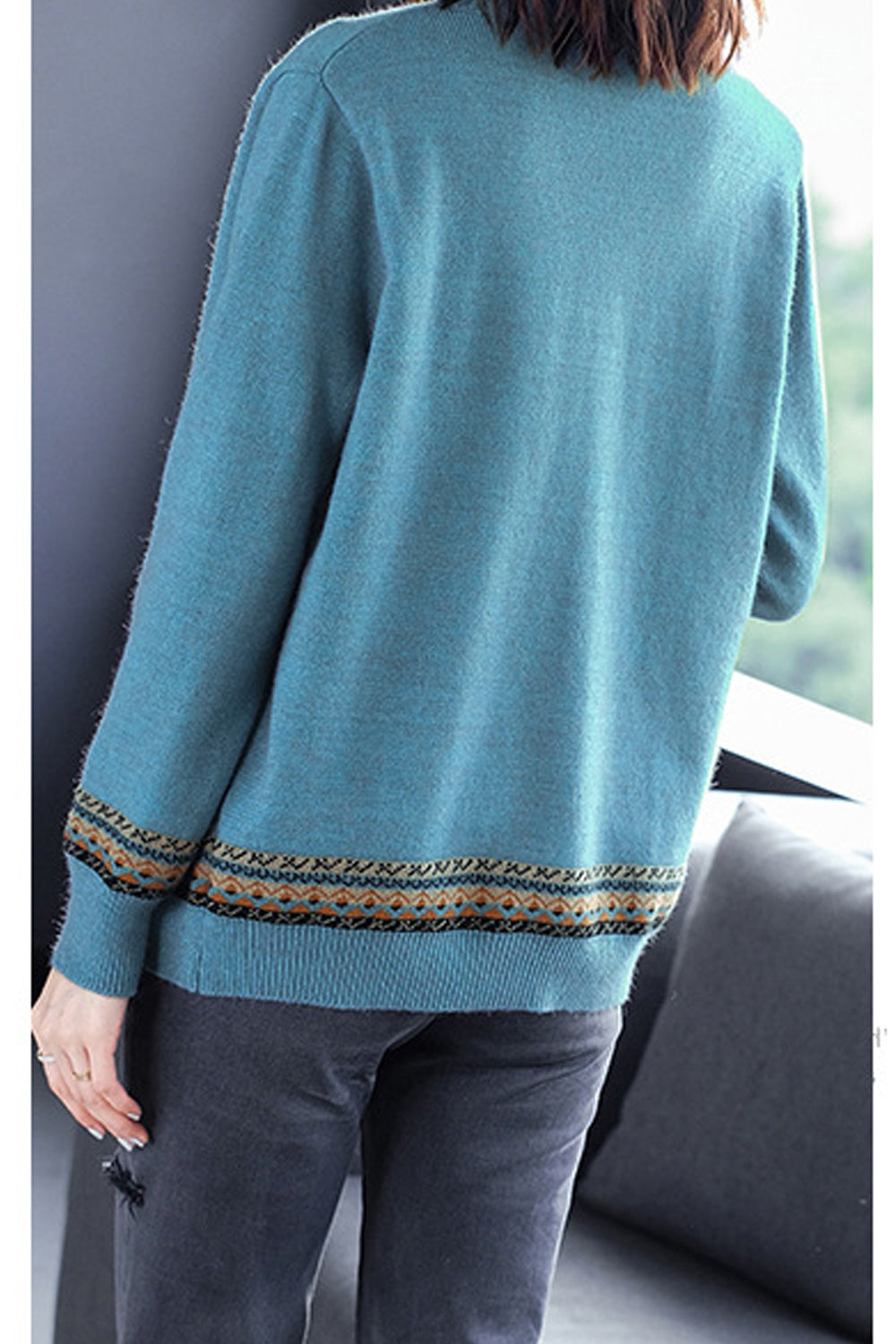 Women Long Sleeve Elegant Solid Pattern Thick Winter Cardigan