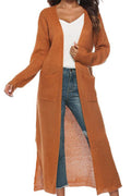 Women Long Length Solid Pattern Cozy Knitted Cardigan