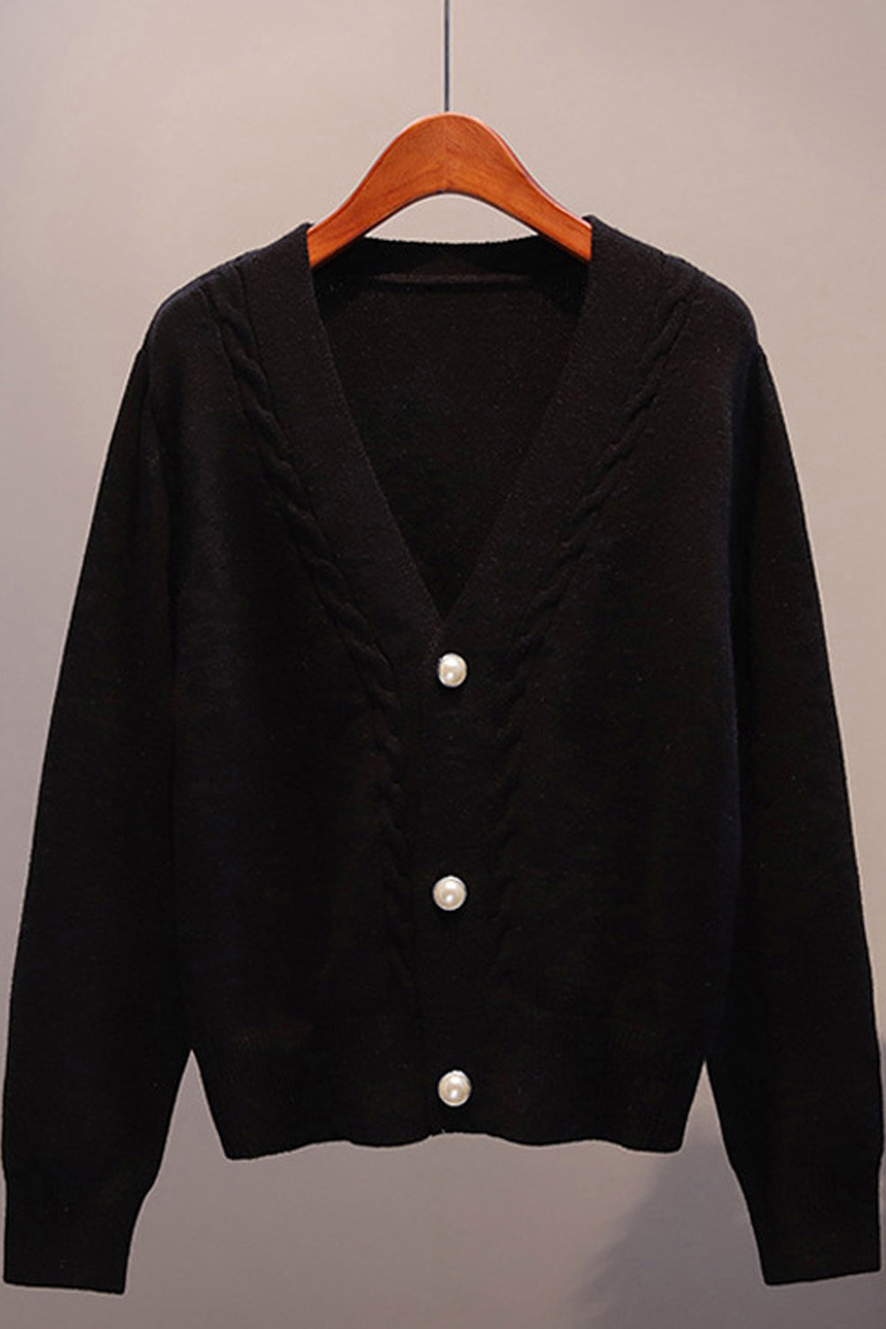 Women Button Closure Long Sleeve V-Neck Elegant Trendy Cardigan