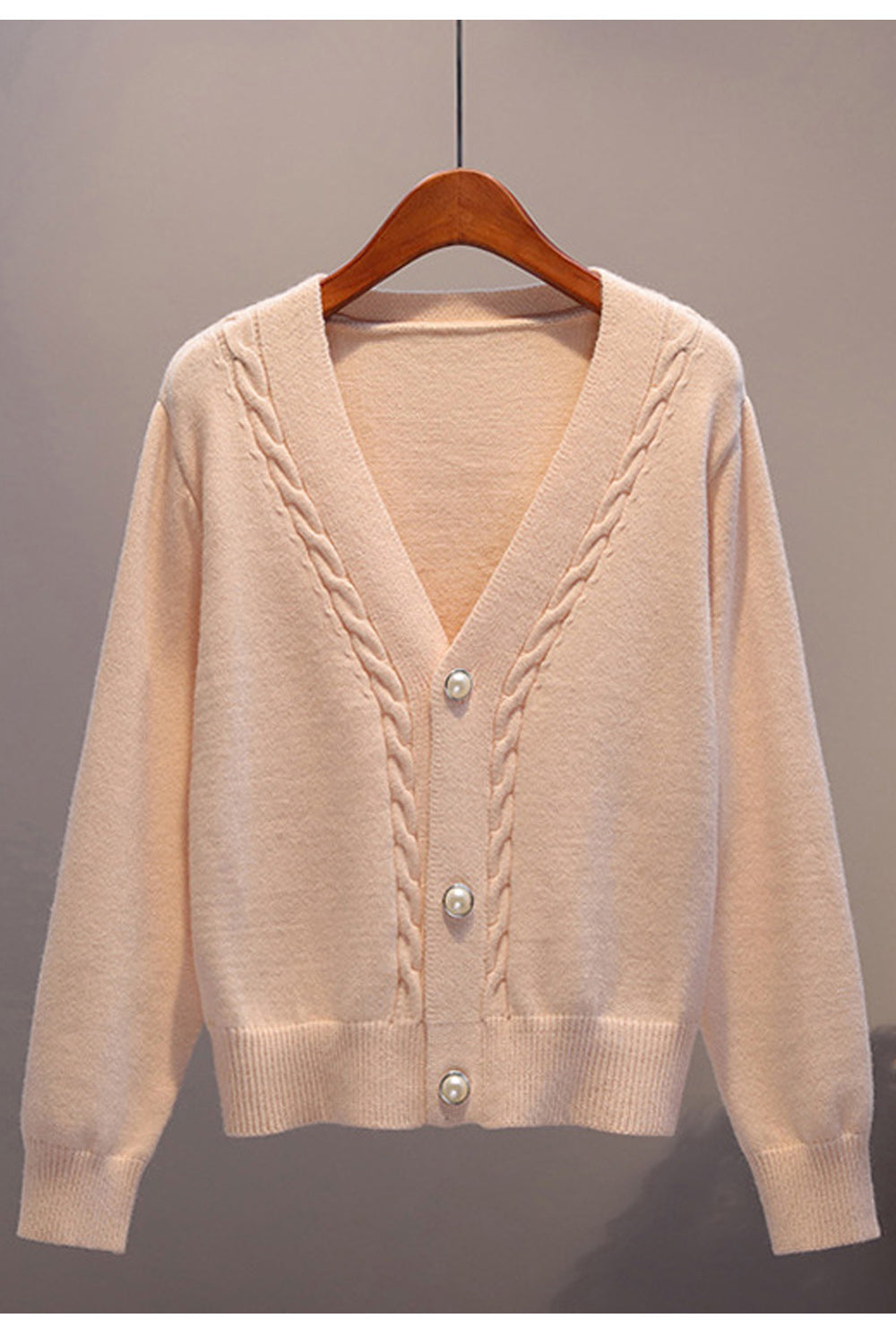 Women Button Closure Long Sleeve V-Neck Elegant Trendy Cardigan