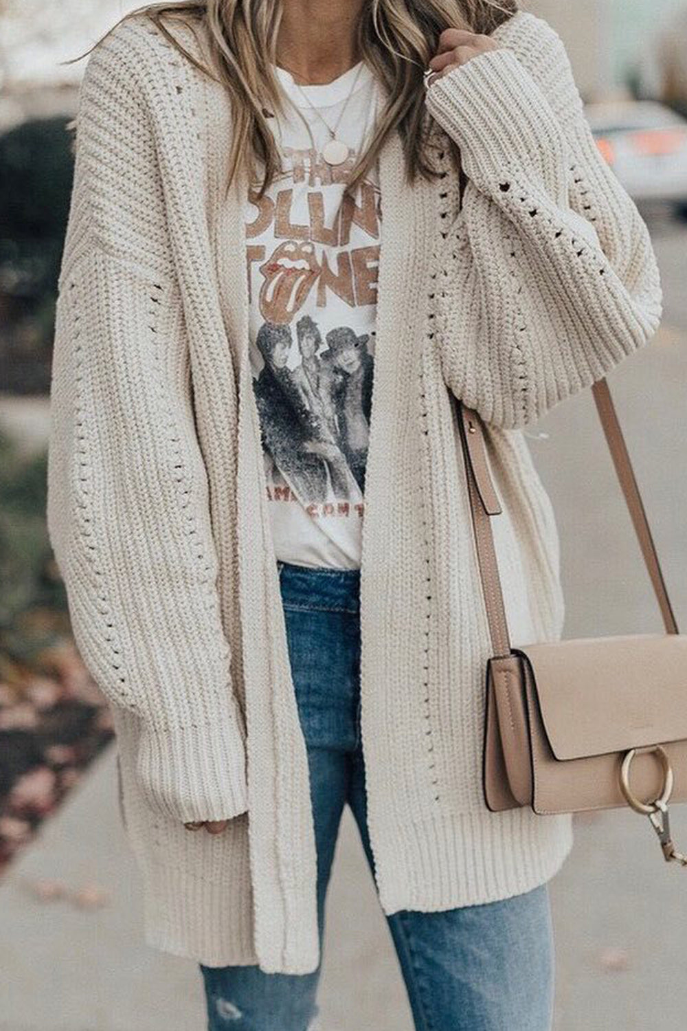 Women Hollow Knitted Long Sleeve Casual Magnificent Winter Cardigan