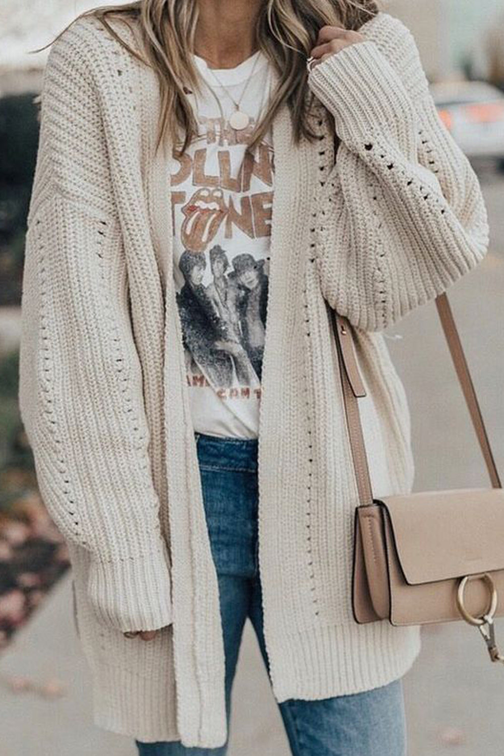 Women Hollow Knitted Long Sleeve Casual Magnificent Winter Cardigan