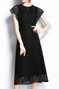 Women Tie Neck Printed Above Knee Floral Dress