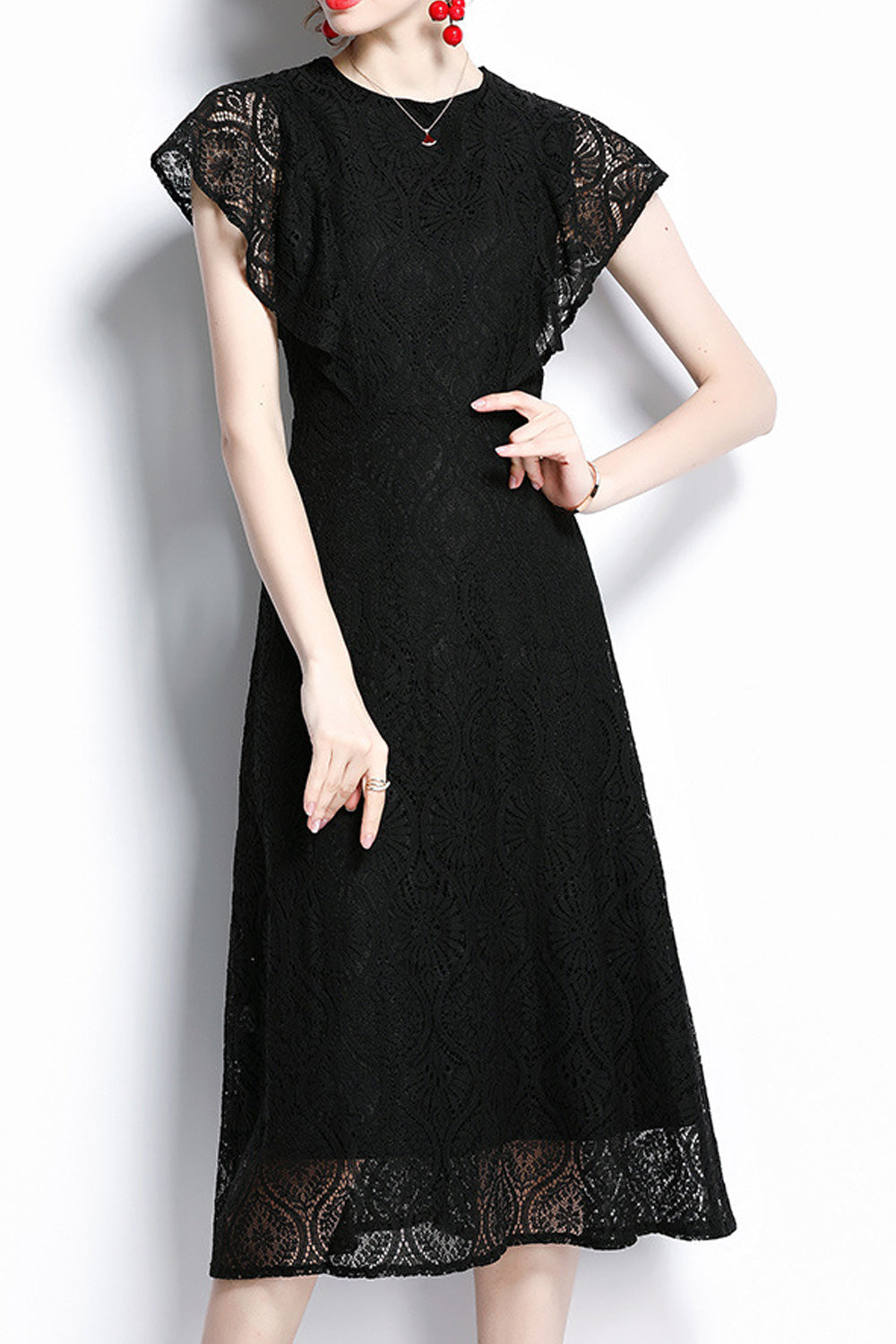 Women Tie Neck Printed Above Knee Floral Dress