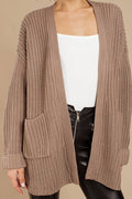 Women Pocket Styled Warm Solid Pattern Windproof Cardigan