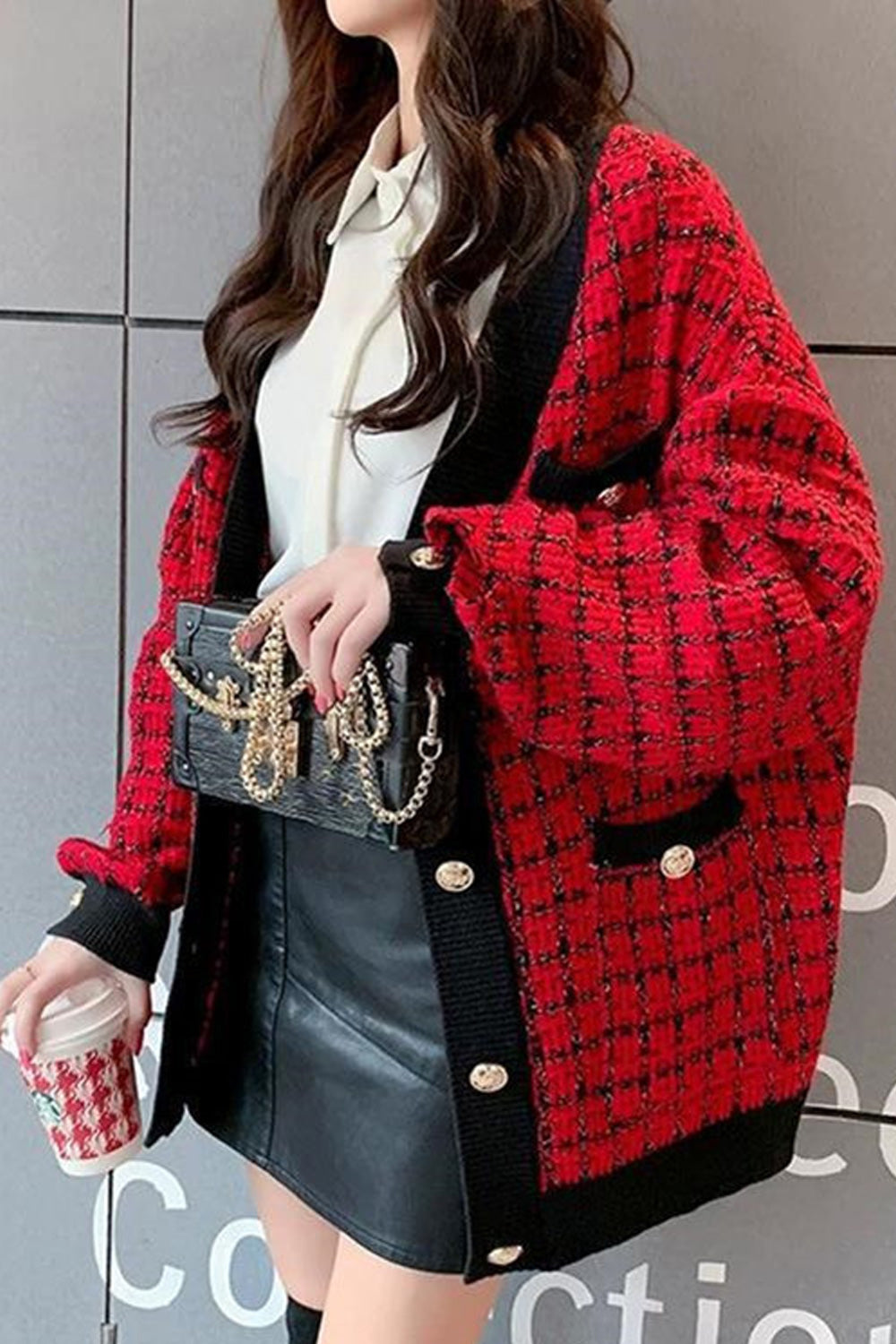 Women V-Neck Open Front Loose Fit Warm Knit Winter Cardigan