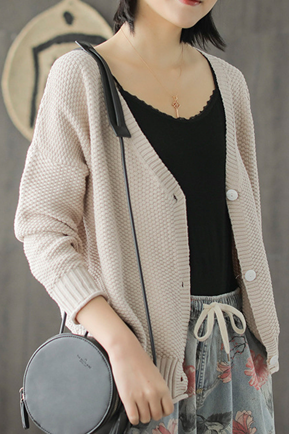 Women Elegant Warm V-Neck Trendy Long Sleeve Cardigan