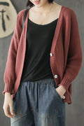 Women Elegant Warm V-Neck Trendy Long Sleeve Cardigan