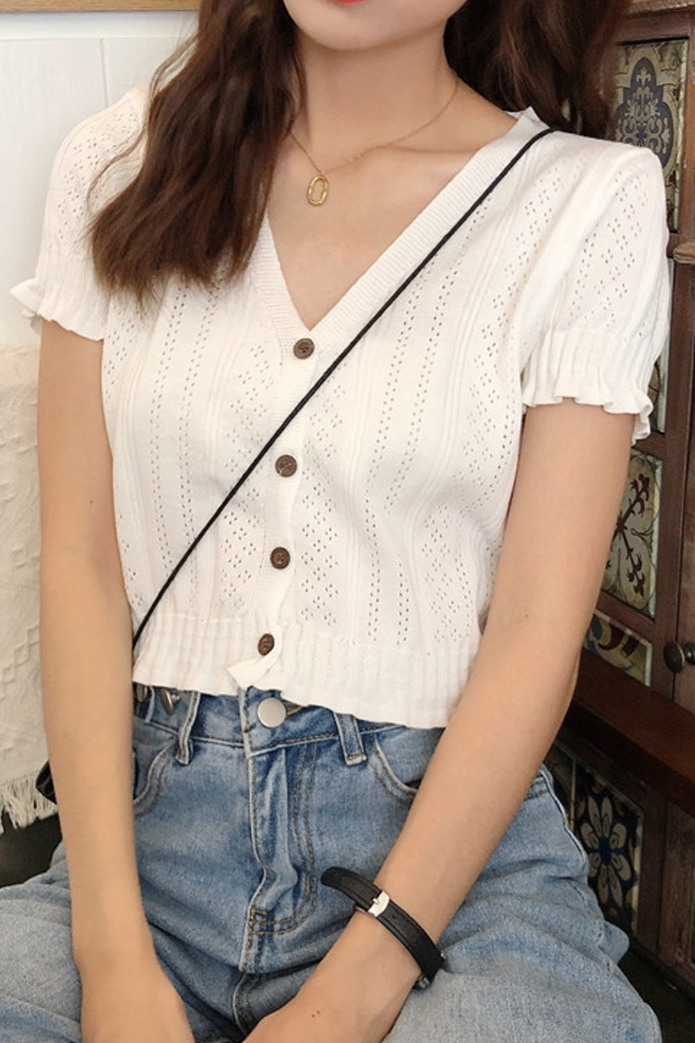 Women Short Sleeve Breathable Lightweight Solid Pattern Pretty Cardigan