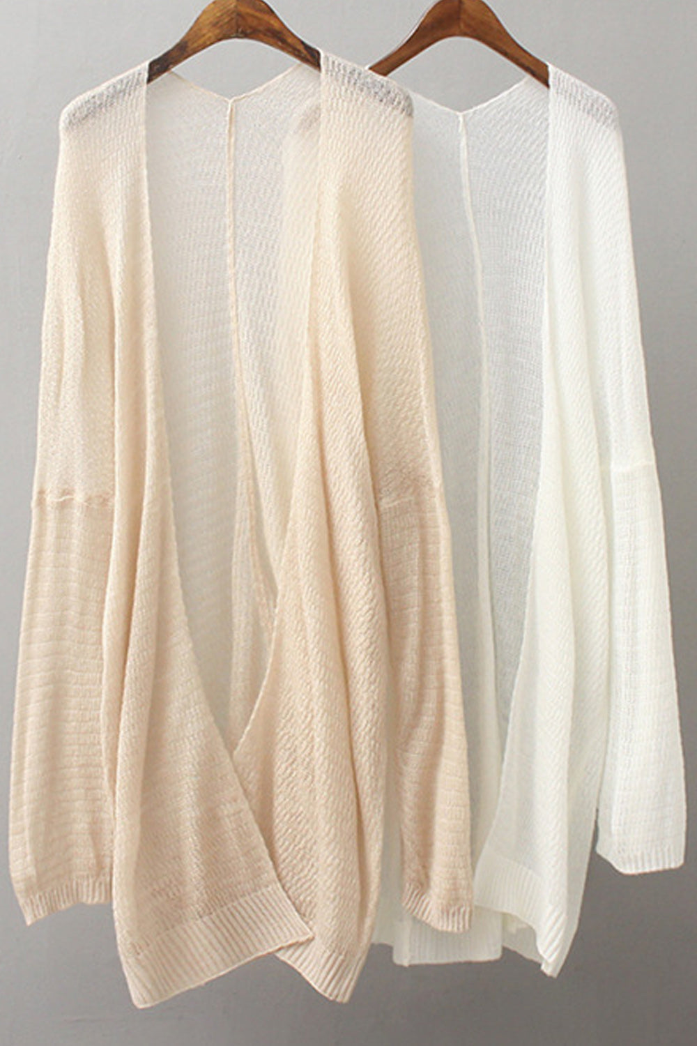 Women Mid Length Solid Colored Thin Long Sleeve Breathable Cardigan