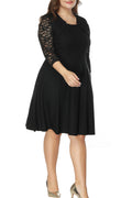 Women Plus Hollow Half Sleeve Solid Colored Thin Breathable Short Length Comfy Dress