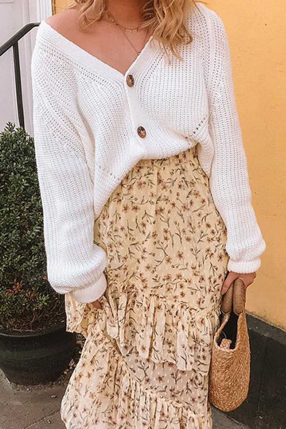 Women V-Neck Trendy Solid Colored Cozy Cardigan
