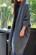 Women Solid Colored Cozy Mid Length Breathable Cardigan