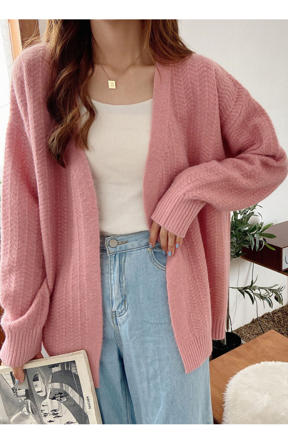 Women Elegant Simple Solid Pattern Casual Warm Cardigan