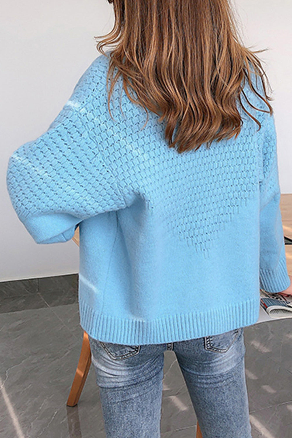Women Convenient Button Down Stylish Solid Colored Thick Cardigan