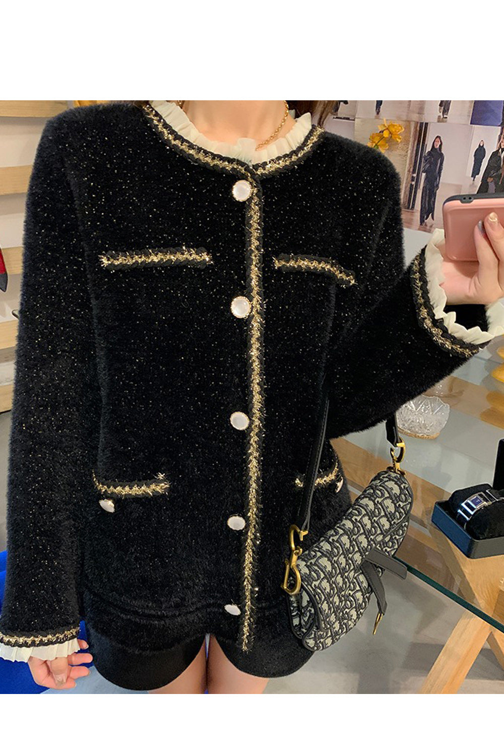 Women Comfortable Round Neck Button Down Pretty Cardigan