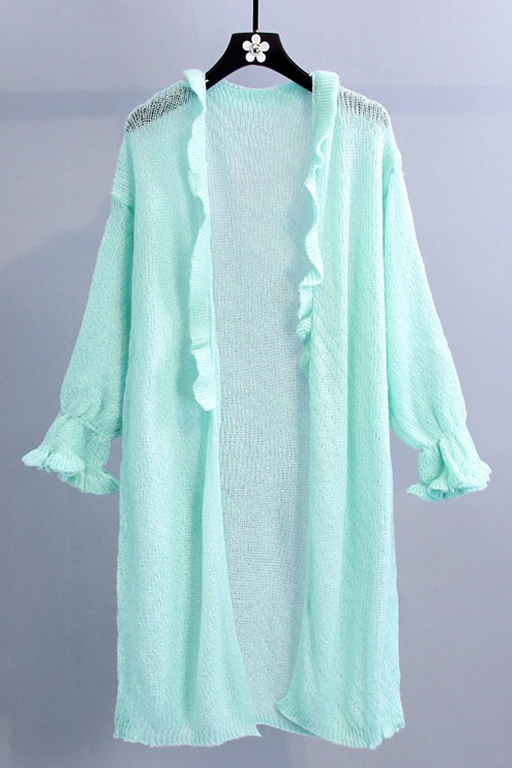 Women Windproof Solid Pattern Long Sleeve Breathable Soft Cardigan