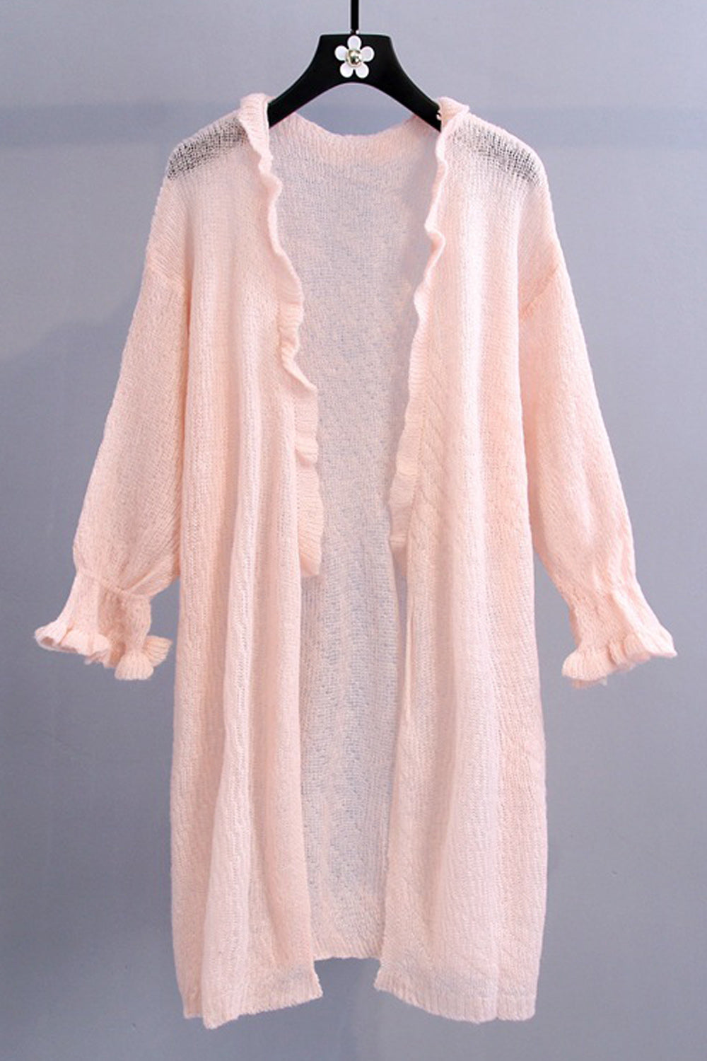 Women Windproof Solid Pattern Long Sleeve Breathable Soft Cardigan