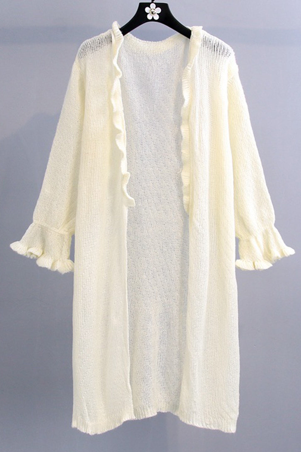 Women Windproof Solid Pattern Long Sleeve Breathable Soft Cardigan