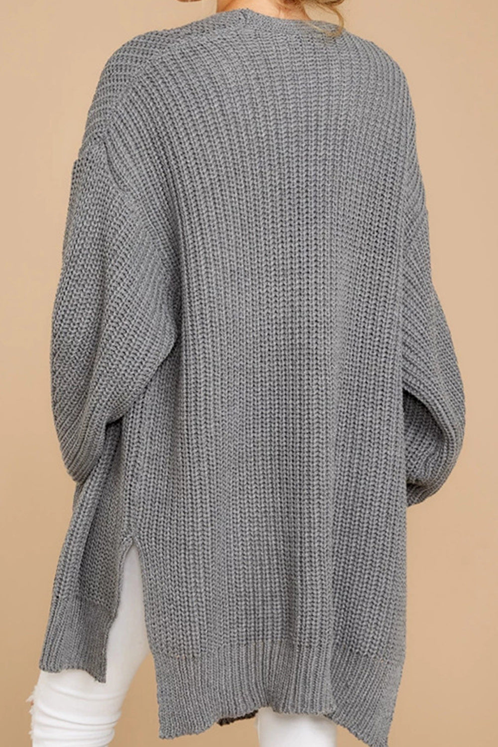 Women Stretchable Loose Long Sleeve Solid Colored Trendy Cardigan