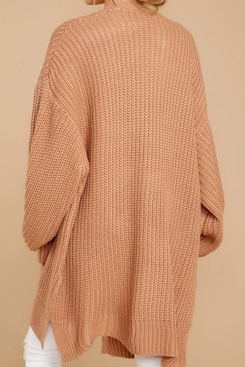 Women Stretchable Loose Long Sleeve Solid Colored Trendy Cardigan