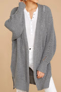 Women Stretchable Loose Long Sleeve Solid Colored Trendy Cardigan