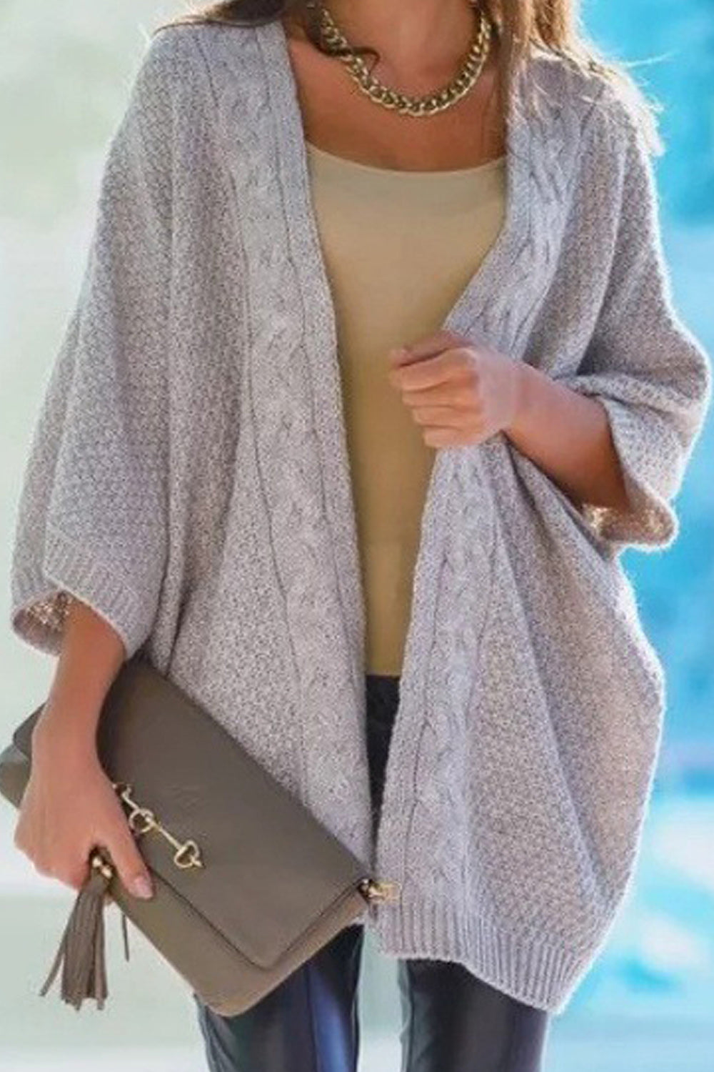Women Solid Pattern Thick Loose Breathable Pretty Winter Cardigan