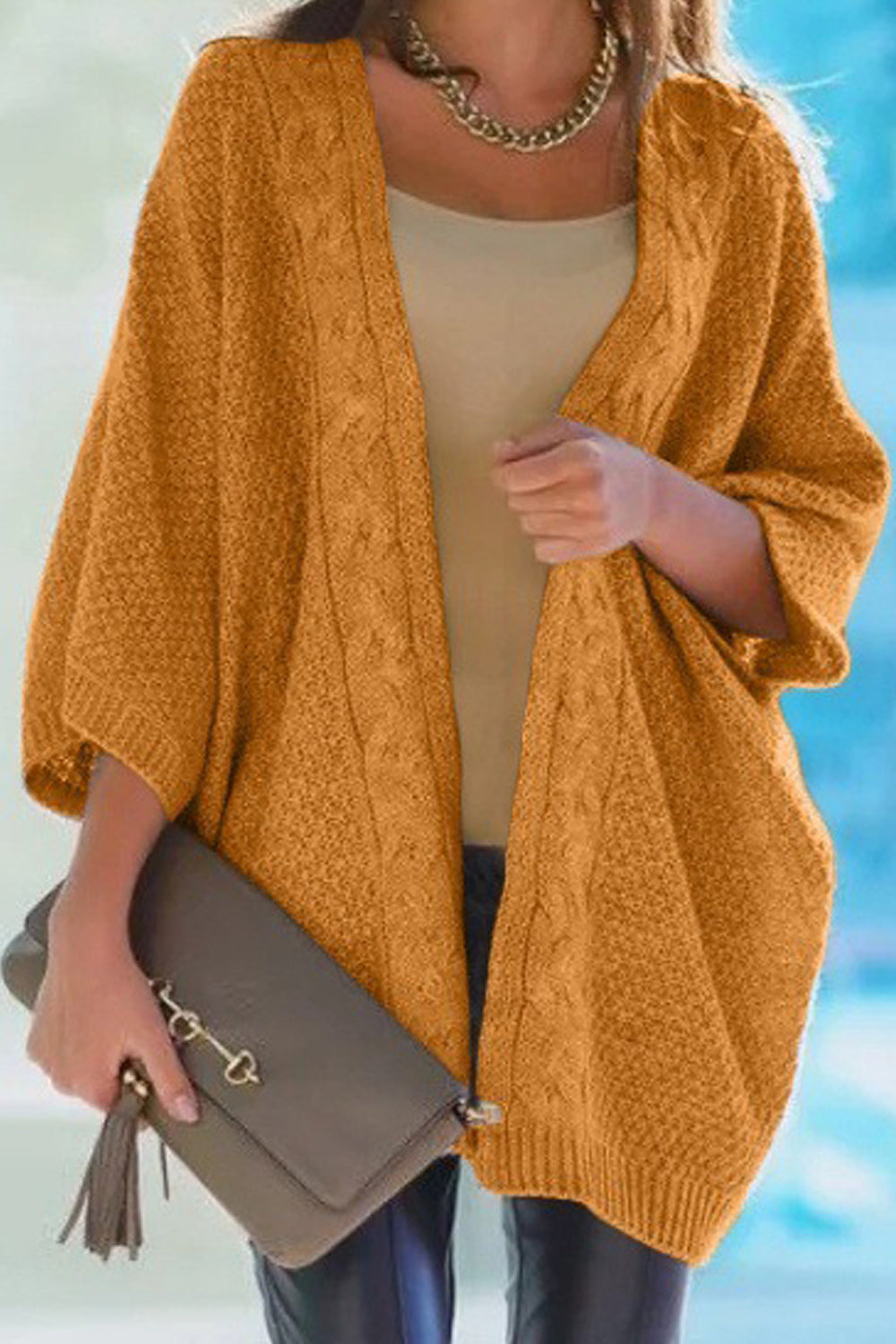 Women Solid Pattern Thick Loose Breathable Pretty Winter Cardigan