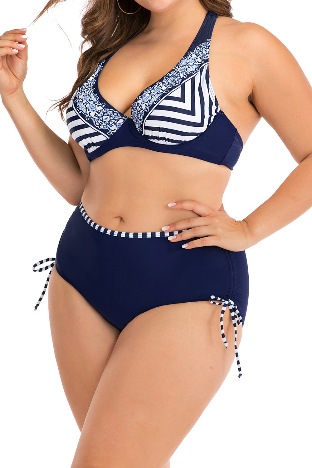 Women Two Piece Printed Pattern High Waist Modern Beach Swimwear Set