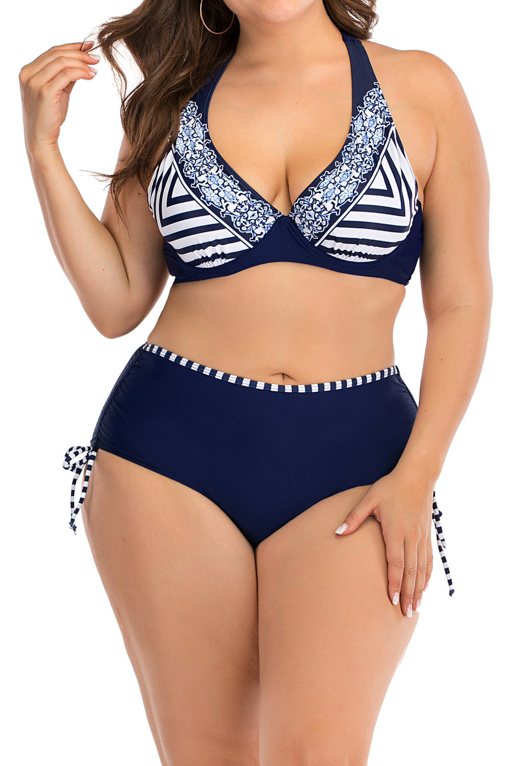 Women Two Piece Printed Pattern High Waist Modern Beach Swimwear Set