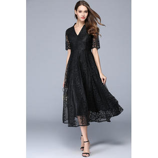 Women Long Length Halter Skirt Dress Black