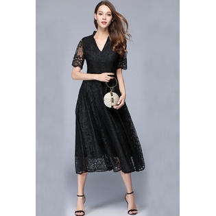 Women Long Length Halter Skirt Dress Black
