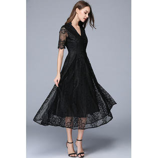 Women Long Length Halter Skirt Dress Black