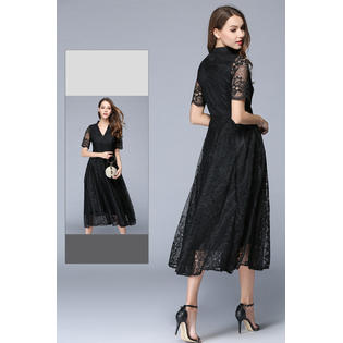 Women Long Length Halter Skirt Dress Black