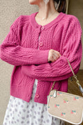 Women Lovely Solid Pattern Breathable Round Neck Splendid Warm Cardigan