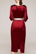 Women Smooth Solid Colored Elbow Sleeve Mid Length Fashionable Dress