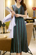 Women V-Neck Stylish Printed Pattern Sleeveless Soft Breathable Classy Dress