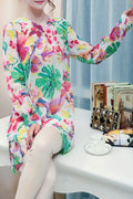 Women Awesome Printed Style V-Neck Long Sleeve Thin Summer Dress
