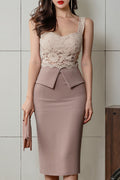 Women Magnificent Slim Fit Solid Colored Summer Party Lace Pattern Dress